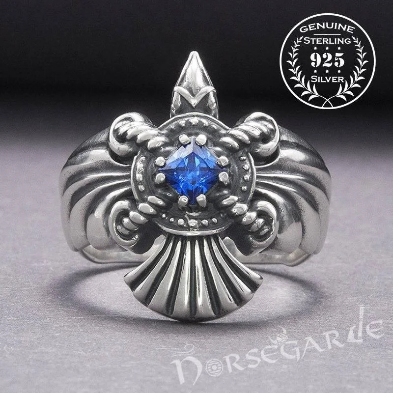 Handcrafted Raven's Flight Gemmed Ring - Sterling Silver