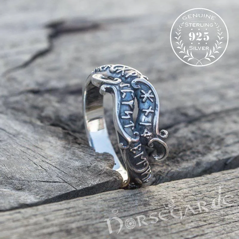 Handcrafted Seafarer's Runic Band - Sterling Silver