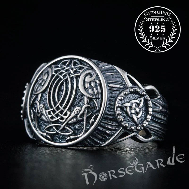 Handcrafted Sleipnir Druid Signet Ring - Sterling Silver