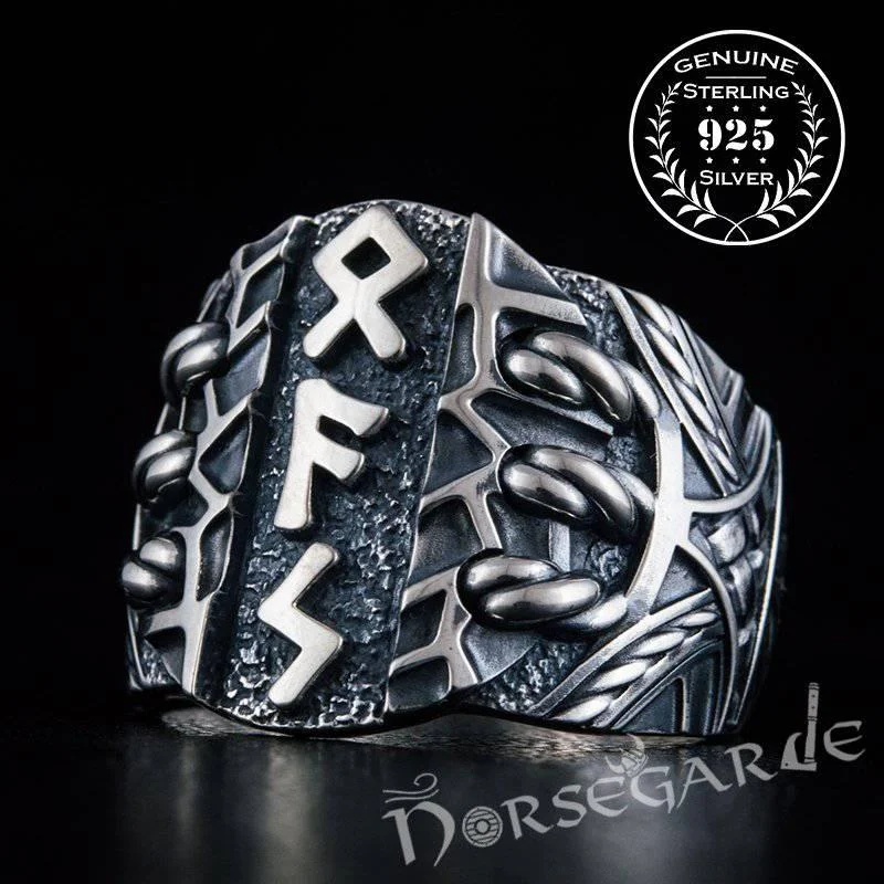 Handcrafted Stoic Runes Ring - Sterling Silver