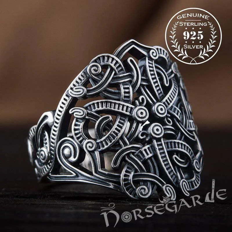 Handcrafted Urnes Art Ring - Sterling Silver