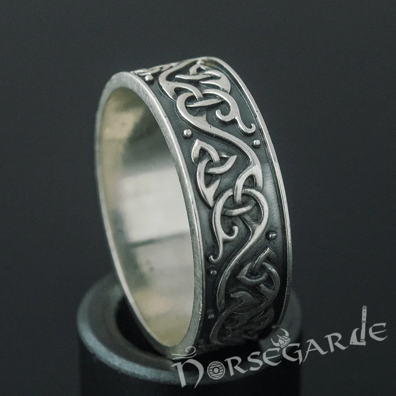 Handcrafted Urnes Inspired Decoration Band - Sterling Silver