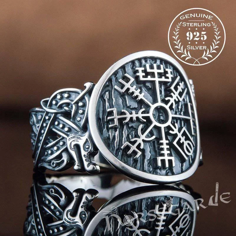 Handcrafted Vegvisir Jellinge Style Ring - Sterling Silver