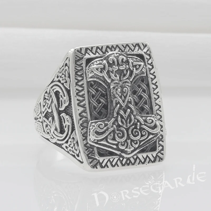 Handcrafted Mjölnir Signet Ring - Sterling Silver