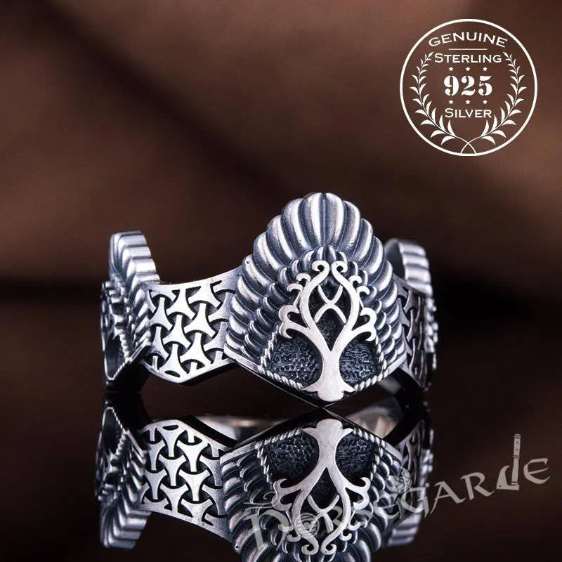 Handcrafted Yggdrasil Crown Band - Sterling Silver