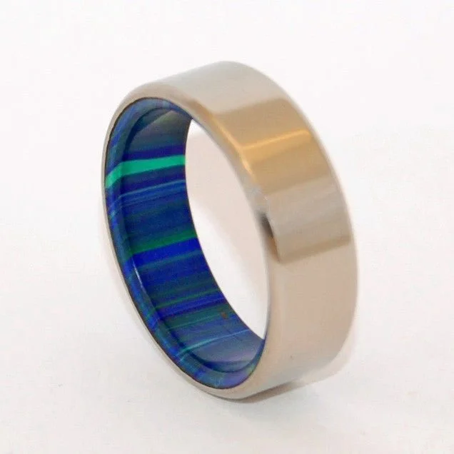 In This Together | Men's Azurite, Malachite & Titanium Wedding Ring