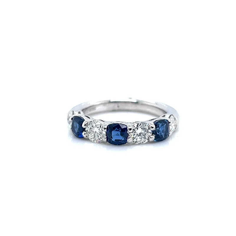 JB Star Diamonds and Sapphires Half Anniversary Fashion Ring in 950 White Platinum (2.45ctw)