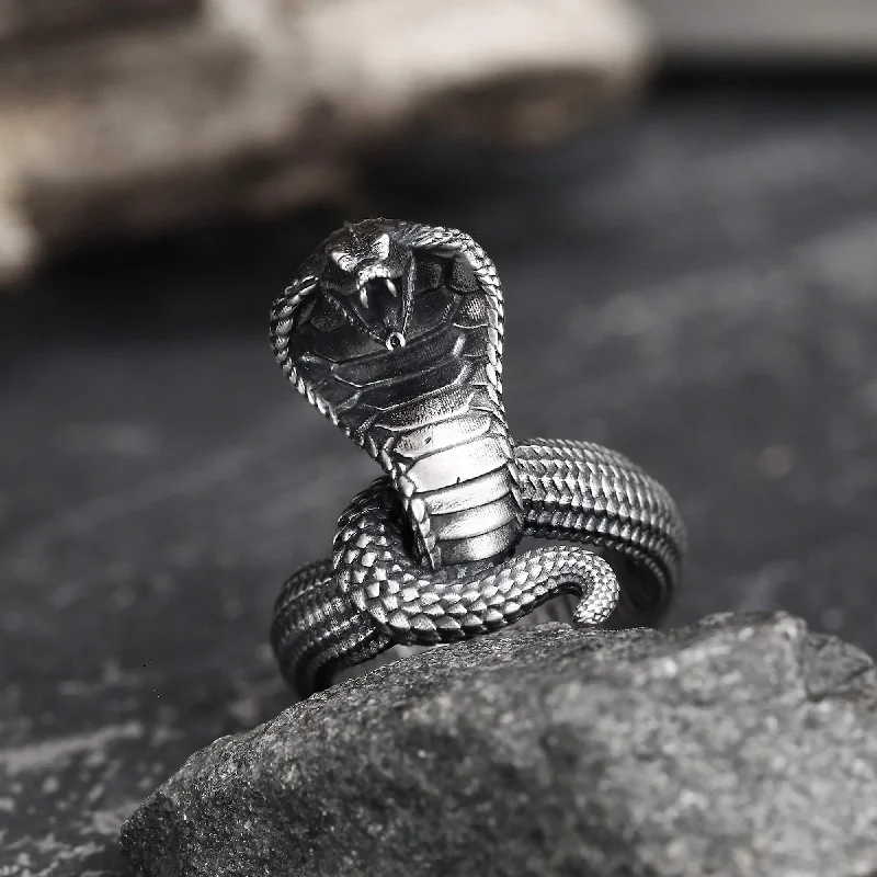 King Cobra Sterling Silver Snake Ring