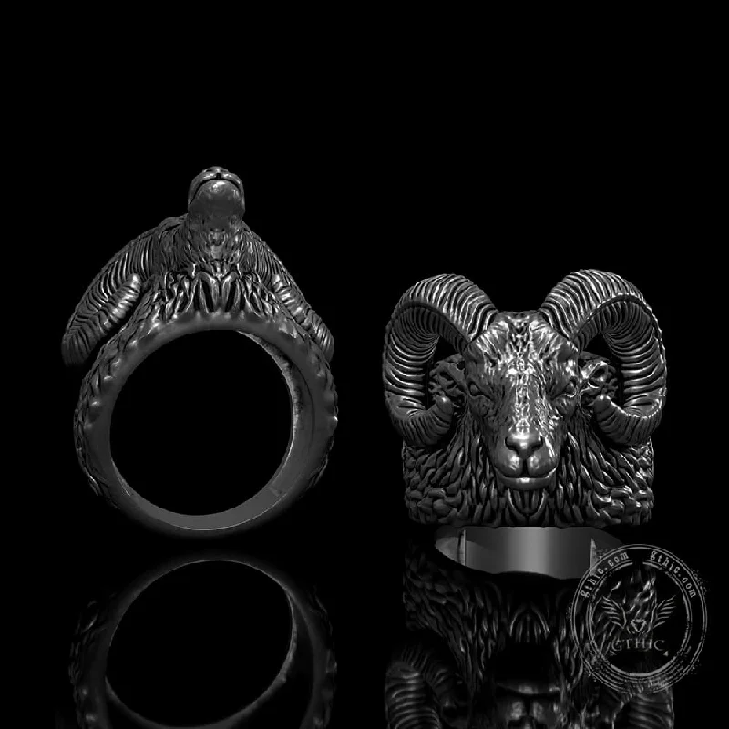 Leviathan Cross Goat Sterling Silver Ring