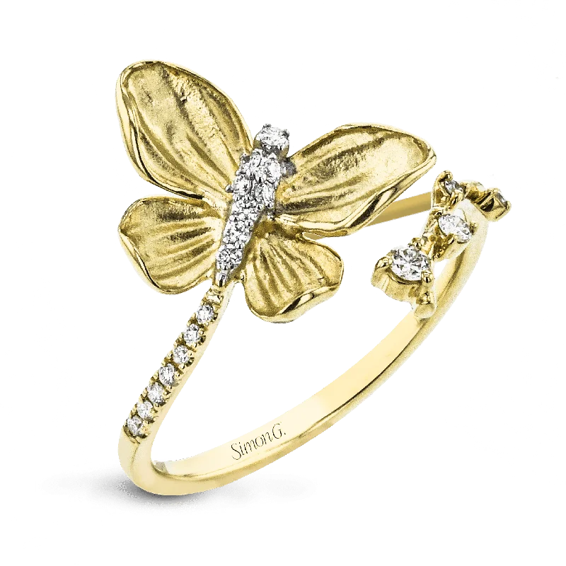 Monarch Butterfly Ring In 18k Gold With Diamonds