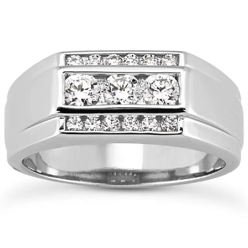 Men's 1 Ct T.W. Diamond Ring 10k White Gold