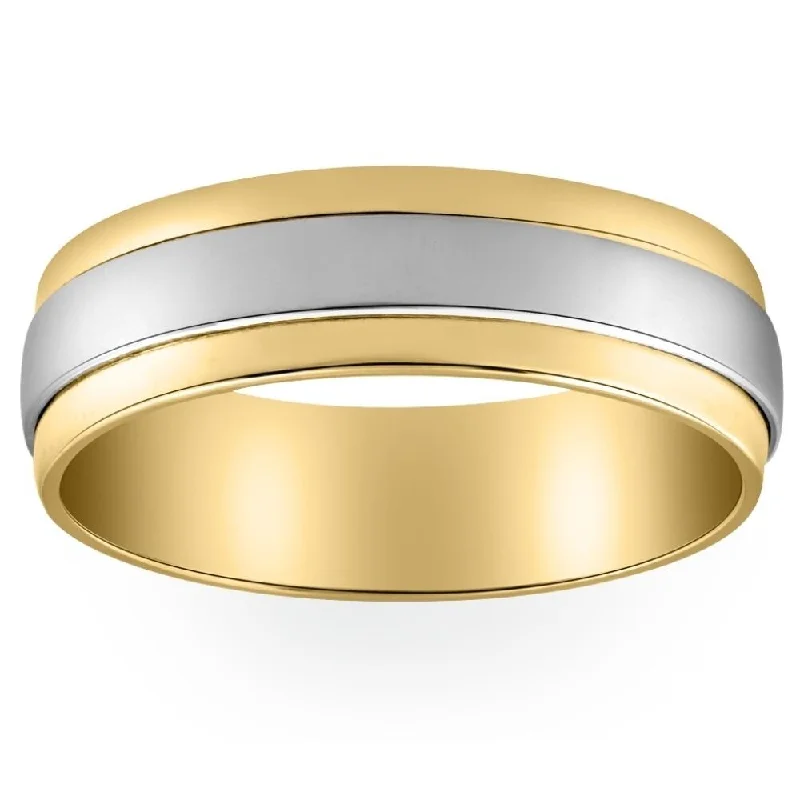 Mens 950 Platinum & 18K Gold Two Tone Wedding Band New