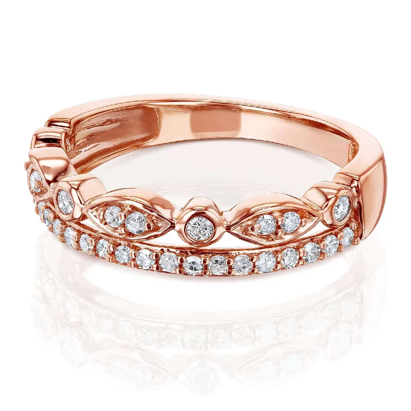 Mixed Set Double Row Diamond Band 10k Rose Gold