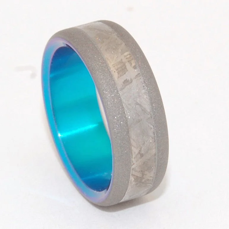 Moon Landing | Men's Meteorite, Turquoise & Titanium Wedding Ring