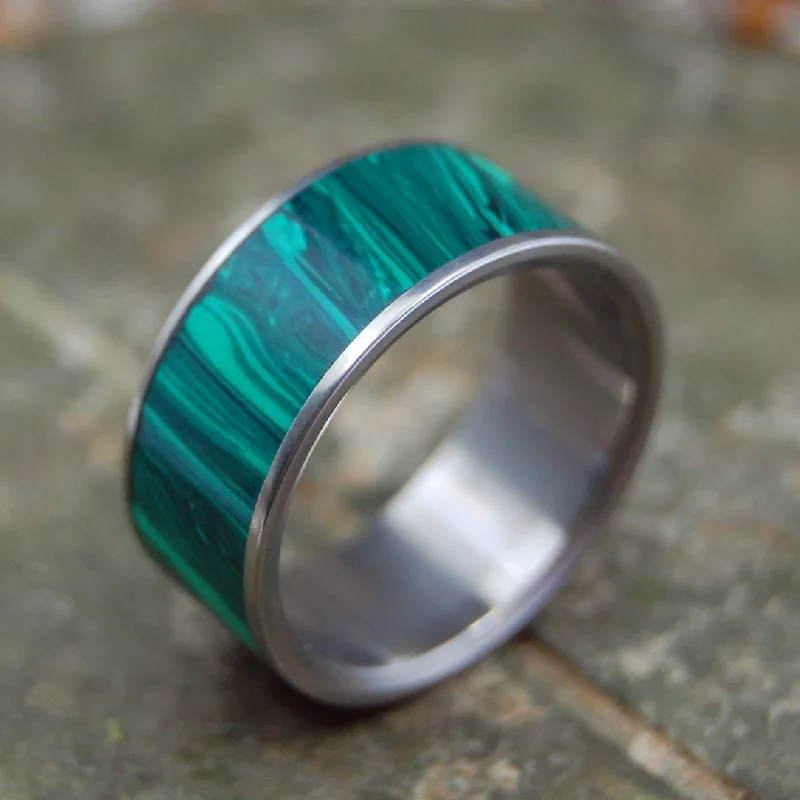 Only Light Can Drive Out Darkness | Men's Malachite Stone & Titanium Wedding Ring