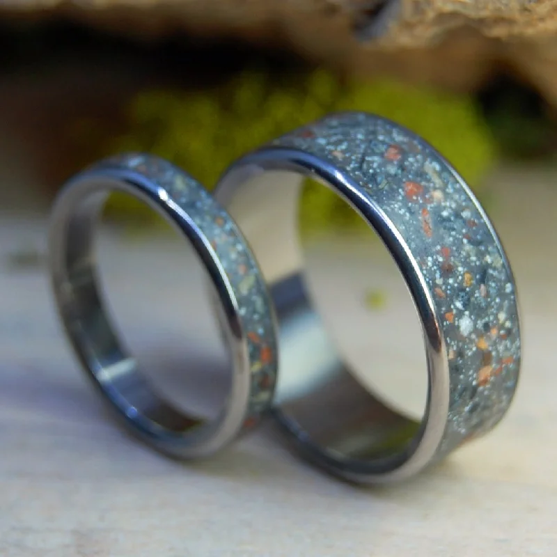 PENGUINS OF PATAGONIA| Argentina Patagonia Beach Sand, Lava & Titanium Wedding Rings