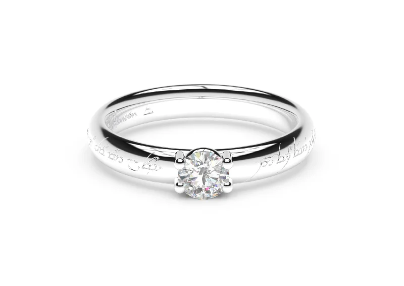 Contemporary Elvish Engagement Ring - Slim, White Gold & Platinum