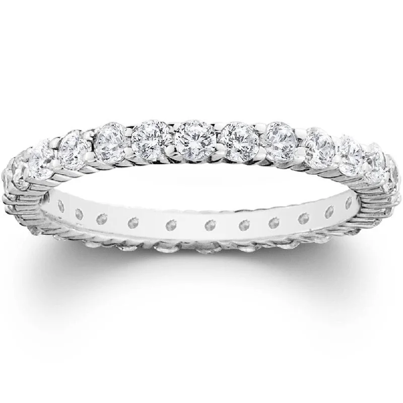 Pompeii3 Platinum 1 ct TDW Diamond Eternity Ring Womens Wedding Anniversary Stackable Engagement Band