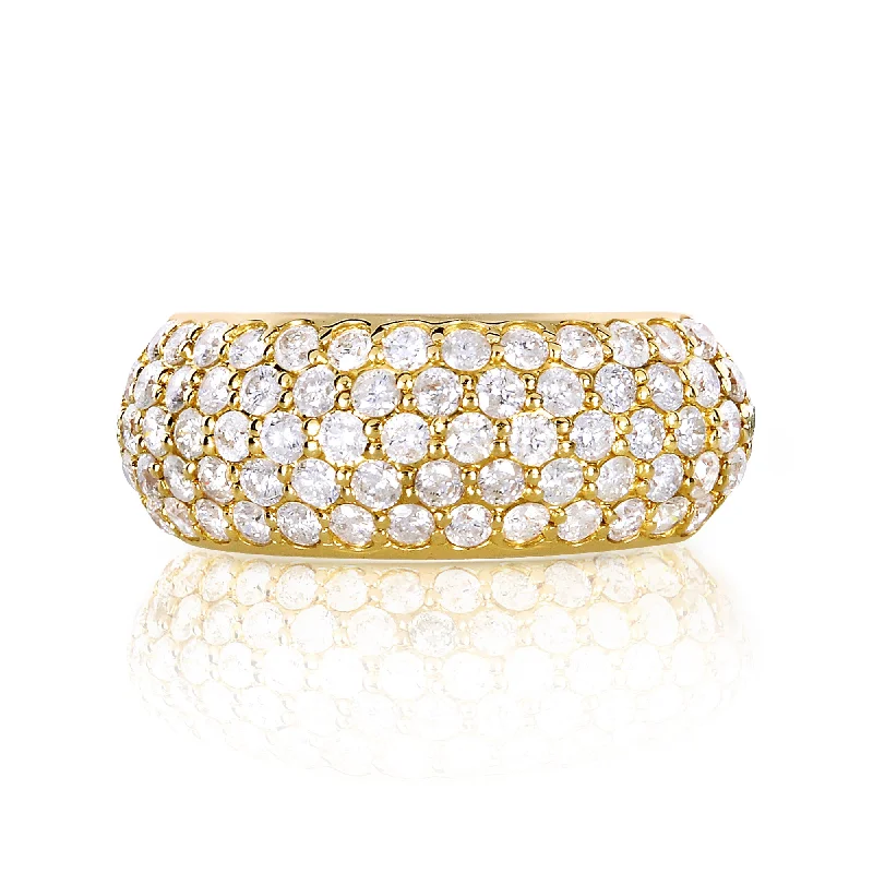 Domed Pavé Diamond Puff Band 1-1/4 Carats TDW in 14K Gold