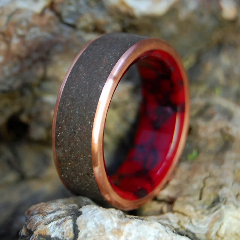 Red Black Morocco | Men's Copper, Sahara Desert Sand & Titanium Wedding Ring