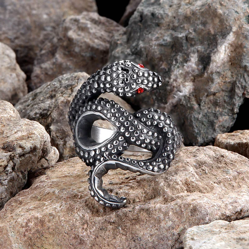 Red Eye Snake Stainless Steel Animal Ring