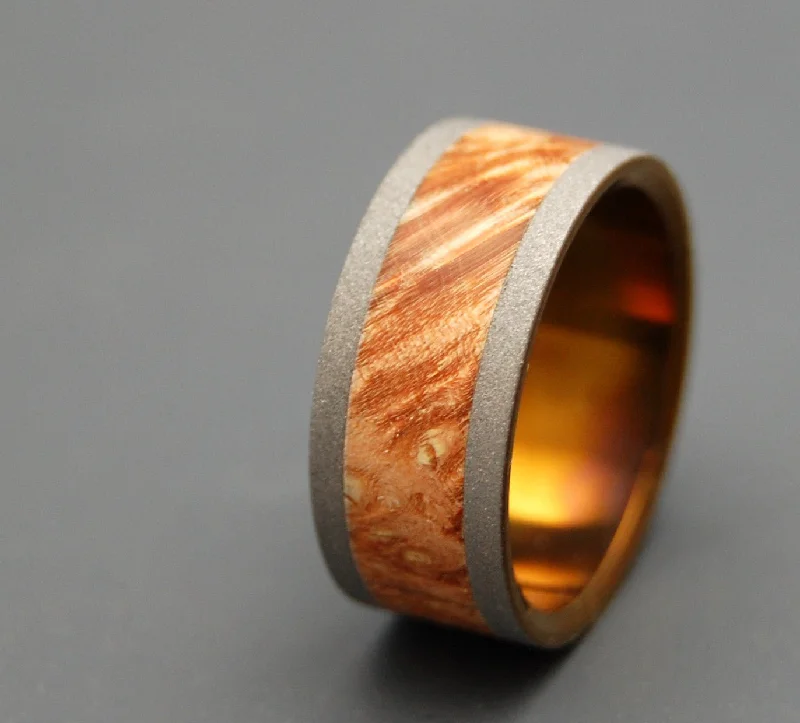 Ring Of Fire | Men's Wood, Anodized Bronze & Titanium Wedding Ring