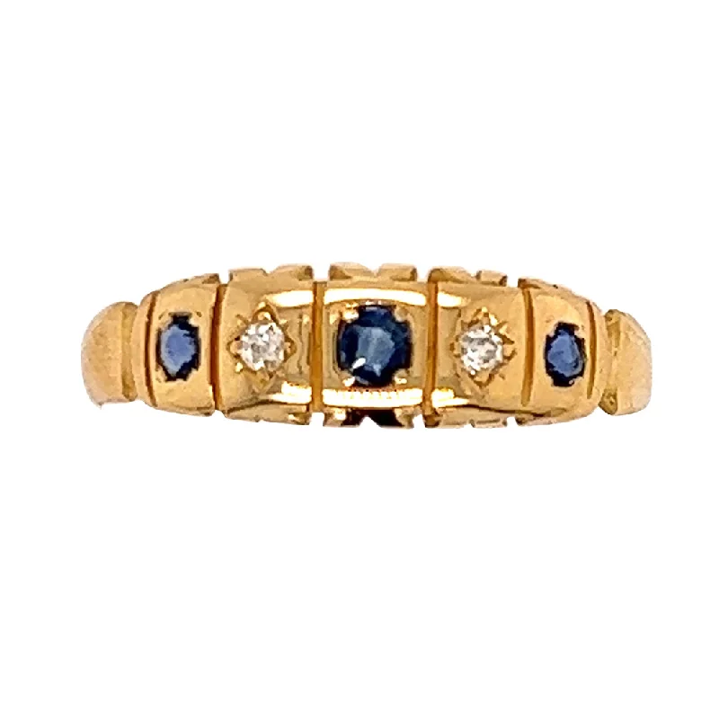 Sapphire & Diamond Gypsy Ring