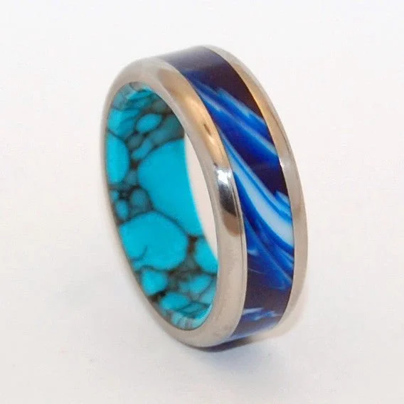 She Said Yes !! | Men's Turquoise & Titanium Wedding Ring