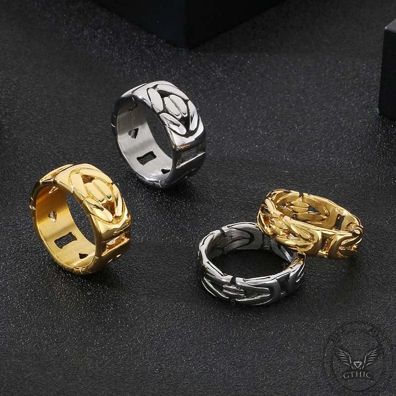 Simple V-shaped Emperor Chain Couple Stainless Steel Ring