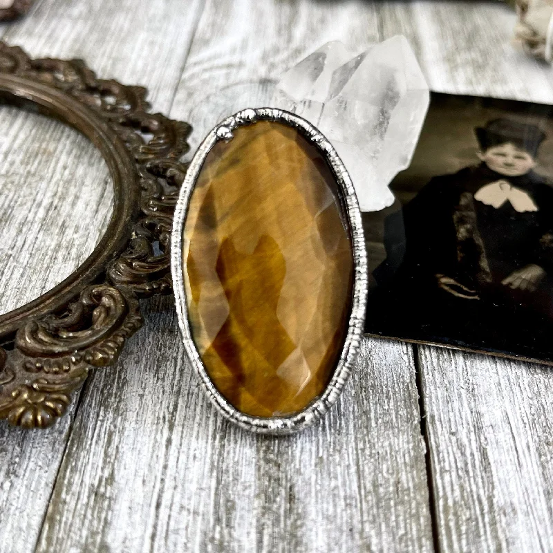 Size 8.5 Tigers Eye Ring in Fine Silver / Foxlark Collection - One of a Kind