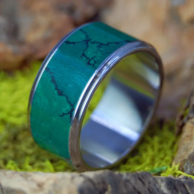 Stone Of Heaven Wide | Men's Imperial Jade & Titanium Wedding Ring