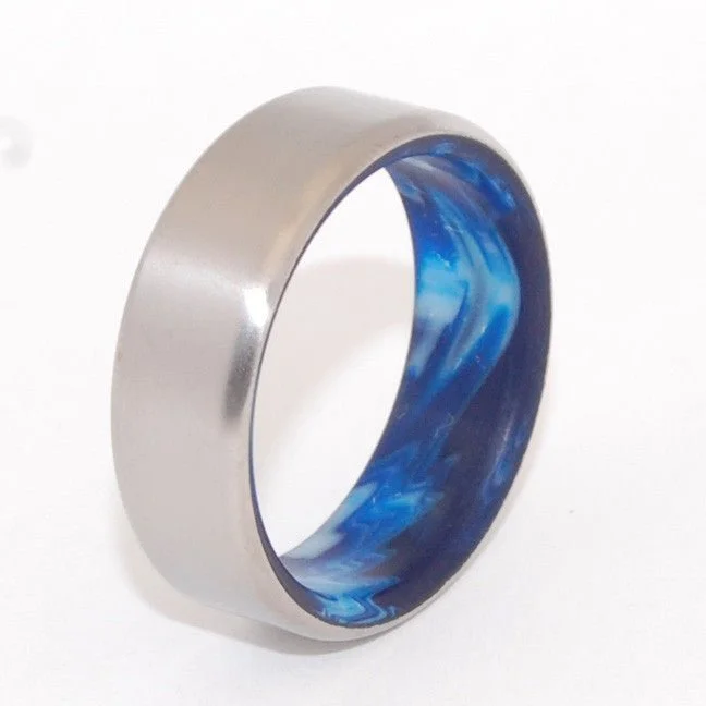 Swirling Sea | Men's Vintage Blue Resin & Titanium Wedding Ring