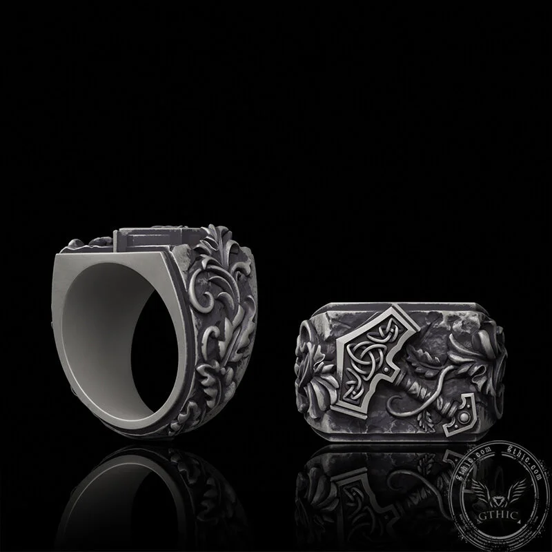 Thor’s Hammer Triquetra Sterling Silver Viking Ring