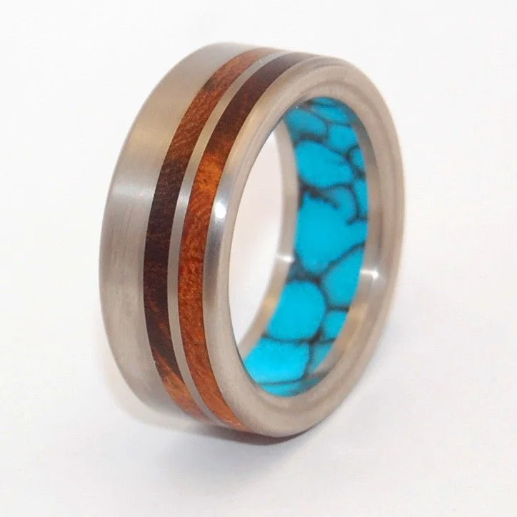 To Be Together | Men's Wood, Turquoise & Titanium Wedding Ring