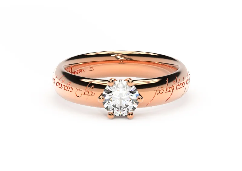 Classic Elvish Engagement Ring, Red Gold