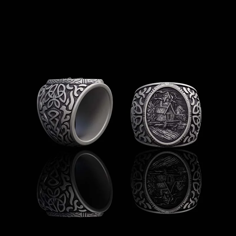 Viking Village Celtic Knot Pattern Sterling Silver Ring