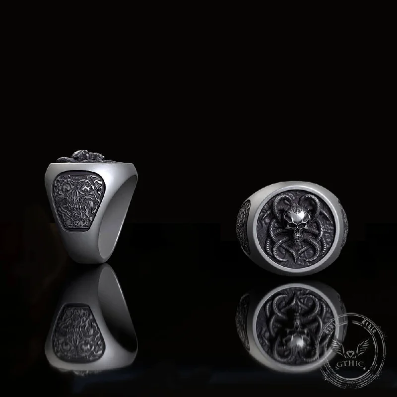 Vintage Demon Skull Silver Ring