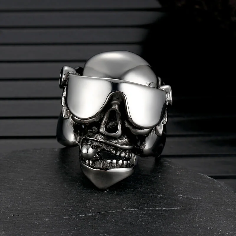 Vintage Goggles Skull Stainless Steel Ring