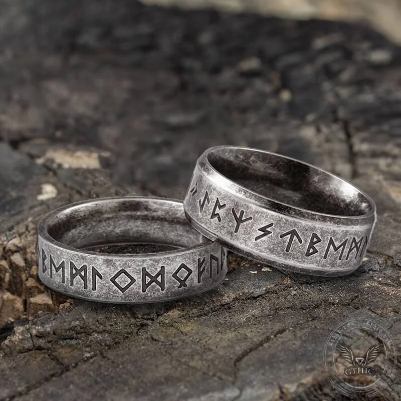 Vintage Viking Runes Sterling Silver Ring