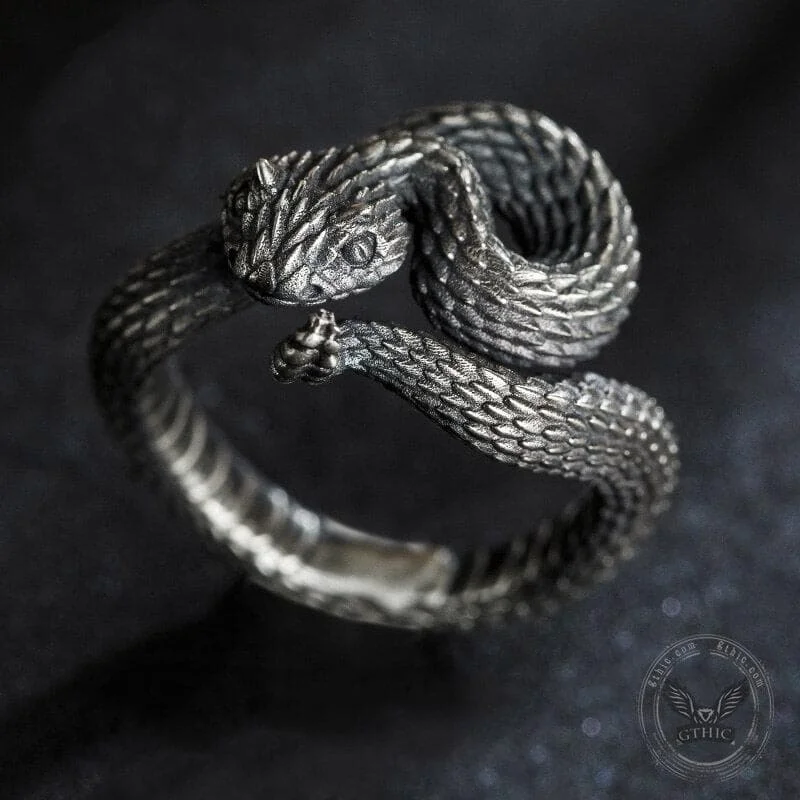 Vivid Cerastes Snake Sterling Silver Ring