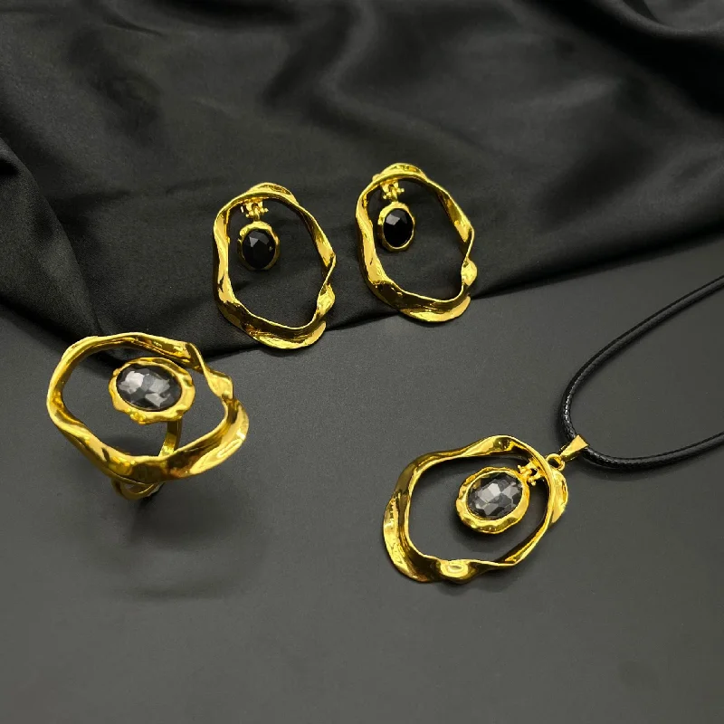 Wholesale Alloy Gold Plated Ring Necklace Set