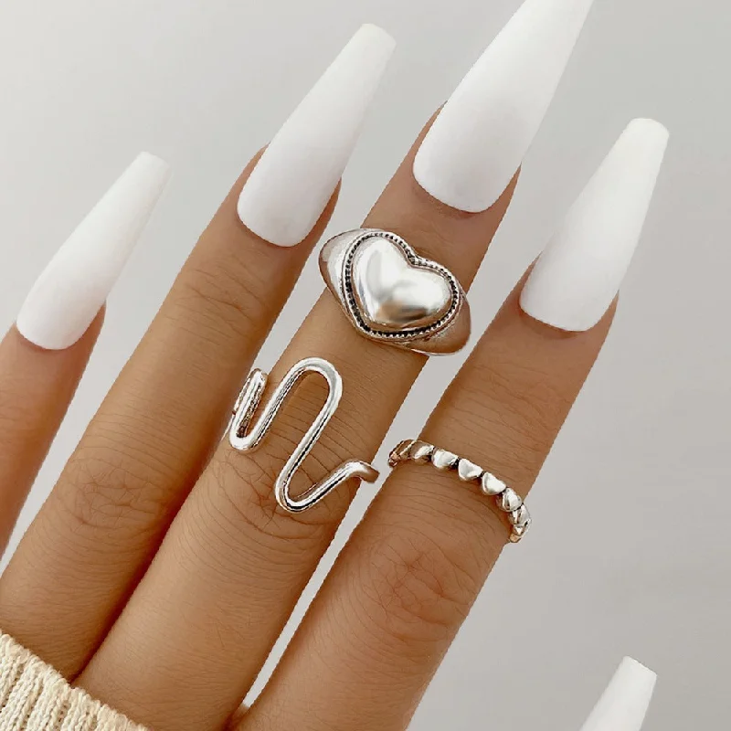 Wholesale Love Opening Alloy Ring 3-piece Set