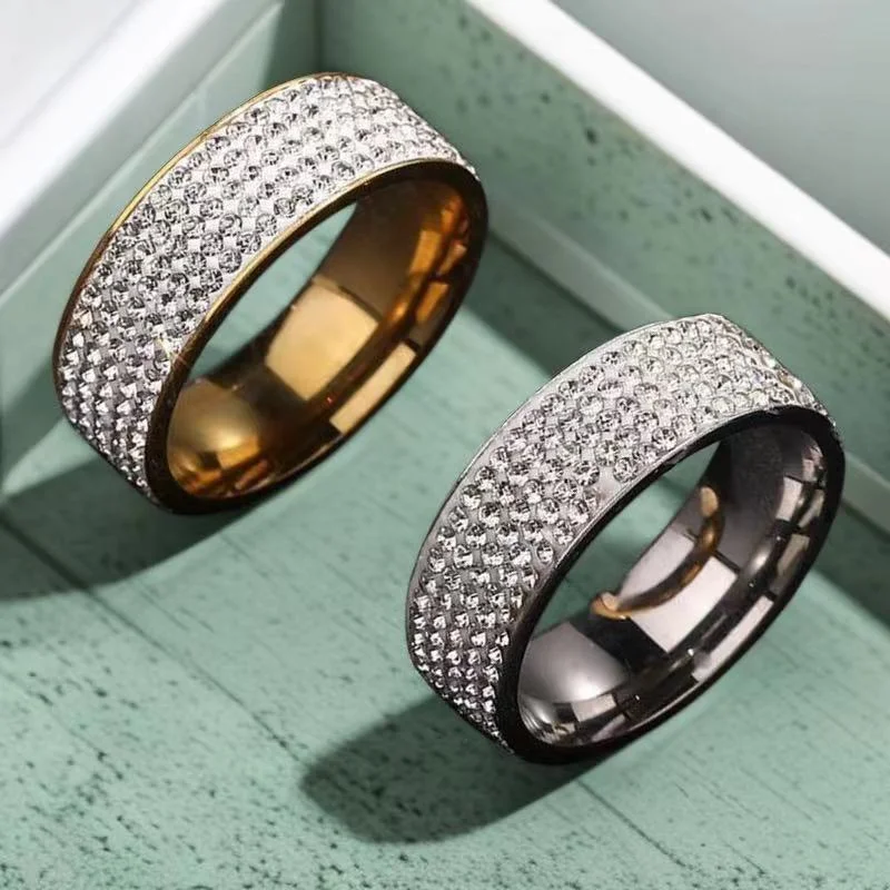 Wholesale Men's Diamond Inlaid Titanium Steel Rings