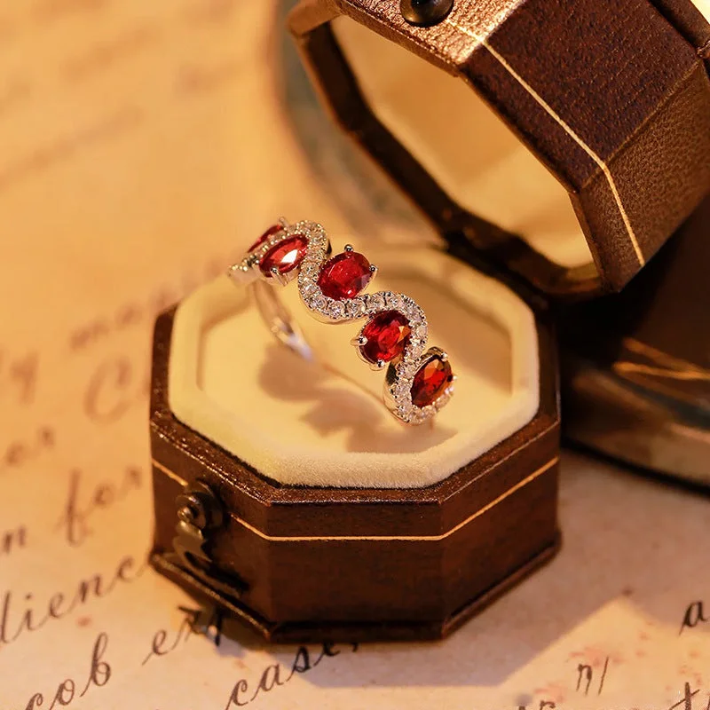 Wholesale of Red Colored Gemstone Copper Rings