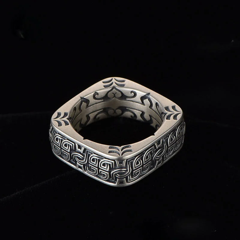 Wholesale Retro Square Men Copper Ring