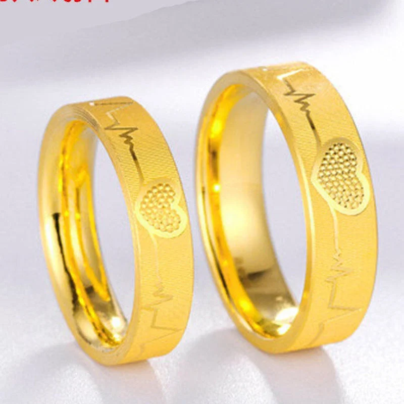 Wholesale Valentine's Day Brass Gold-plated Carved Heart Rings