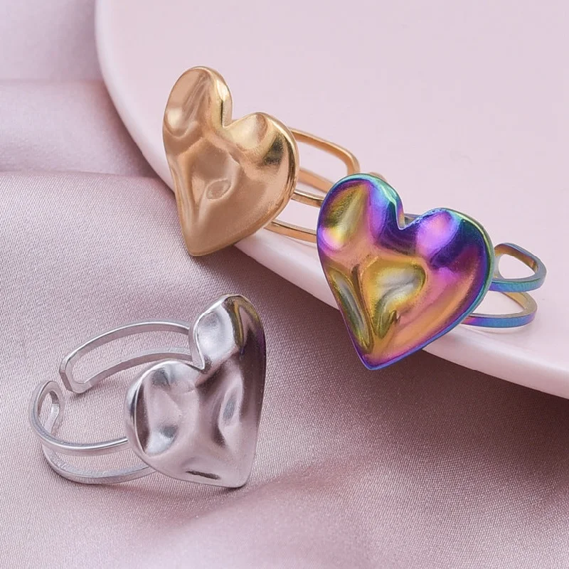 Wholesale Valentine's Day Geometric Love Shaped Titanium Steel Rings