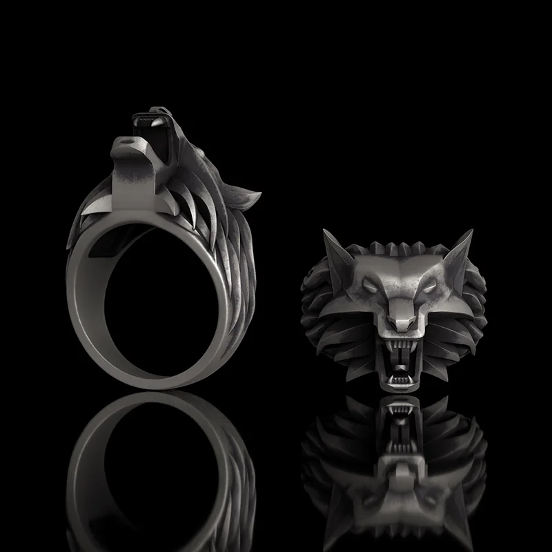 Witcher Wolf Head Sterling Silver Animal Ring