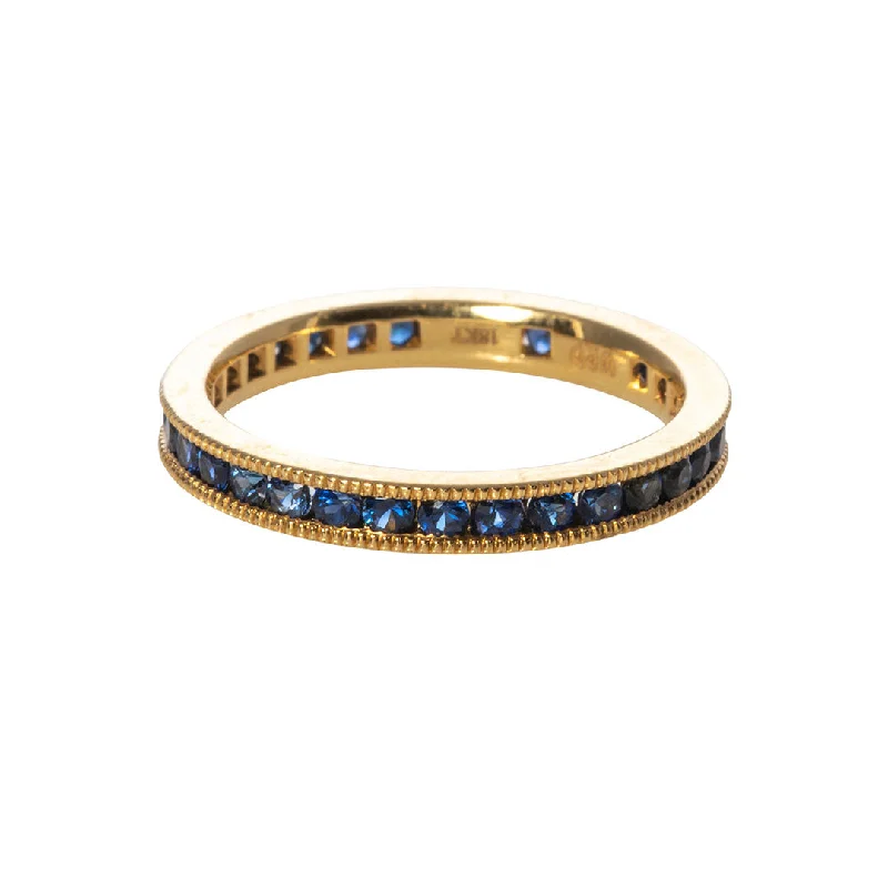 1.20ctw Sapphire Channel Set Milgrain 18K Yellow Gold Eternity Band