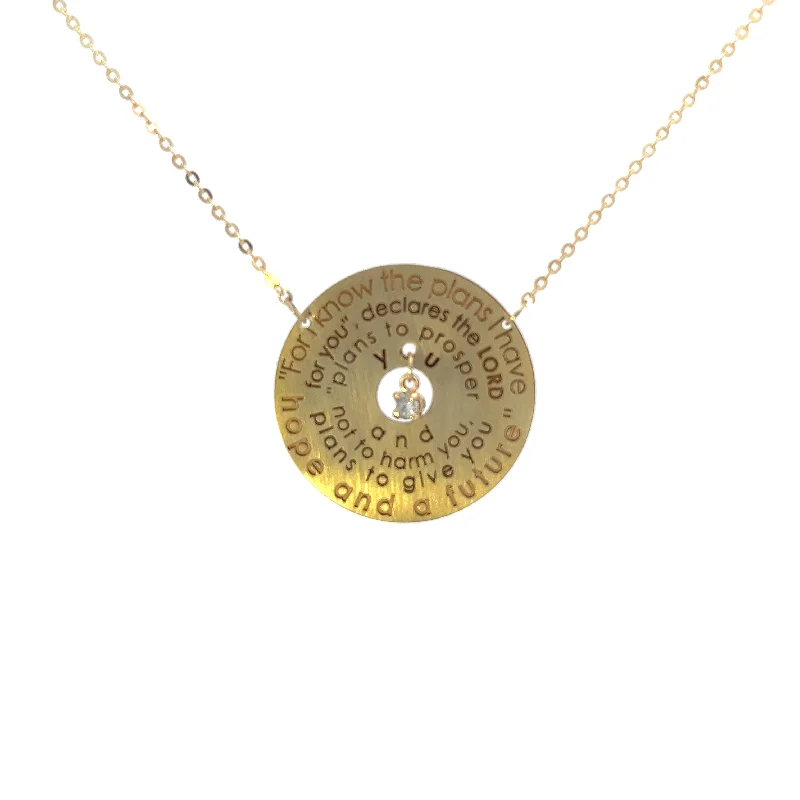 10K Yellow Gold Jeremiah 29:11 Medallion Necklace